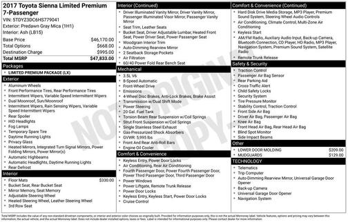 2017 Toyota Sienna Limited Premium
