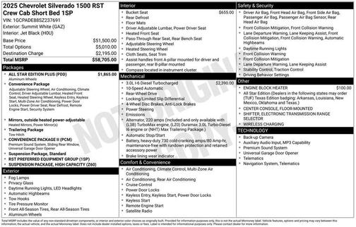 Summit White 2025 Chevrolet Silverado 1500 RST