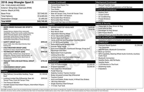 2018 Jeep Wrangler Sport S