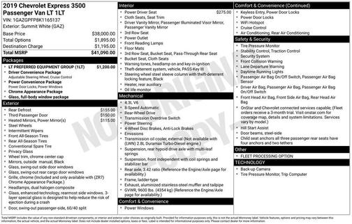 Summit White 2019 Chevrolet Express 3500 LT