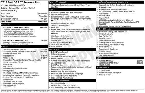 2018 Audi Q7 2.0T Premium Plus