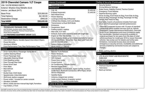 2019 Chevrolet Camaro 1LT