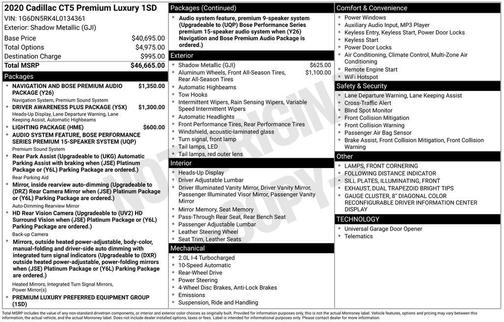 2020 Cadillac CT5 Premium Luxury RWD