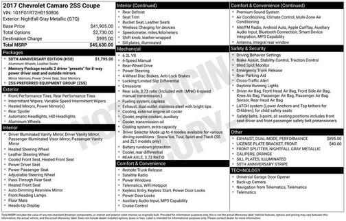 2017 Chevrolet Camaro 2SS