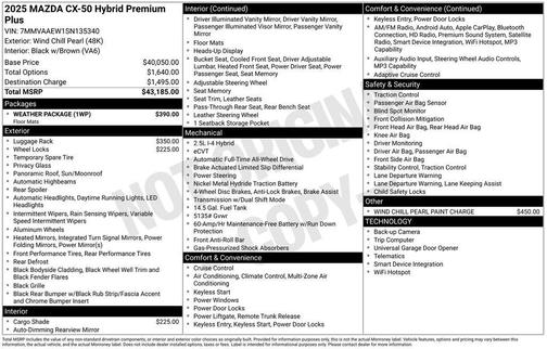 2025 Mazda CX-50 Hybrid Premium Plus