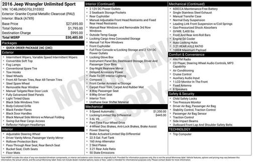2016 Jeep Wrangler Unlimited Sport