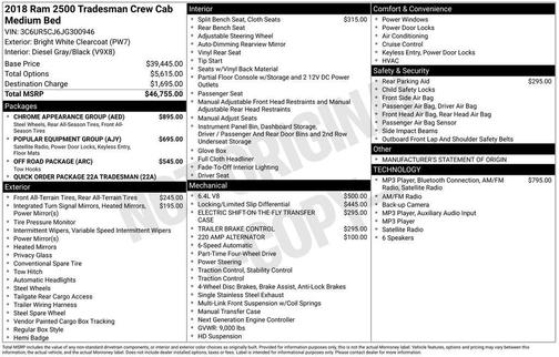 Bright White Clearcoat 2018 RAM 2500 Tradesman