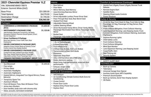 Summit White 2021 Chevrolet Equinox Premier w/1LZ