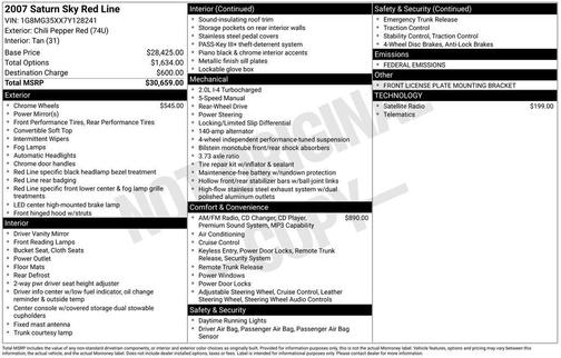 2007 Saturn Sky Red Line