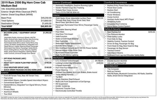 Bright White Clearcoat 2019 RAM 2500 Big Horn