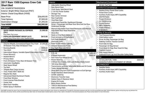 Bright White Clearcoat 2017 RAM 1500 Express
