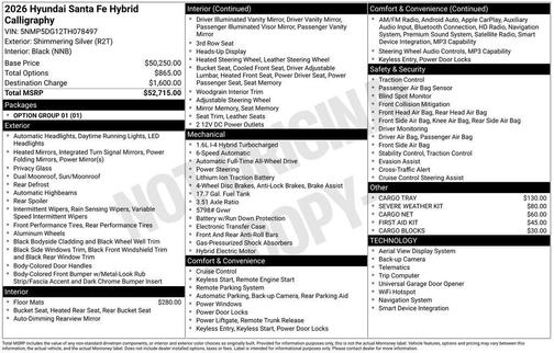 2026 Hyundai SANTA FE HEV Calligraphy