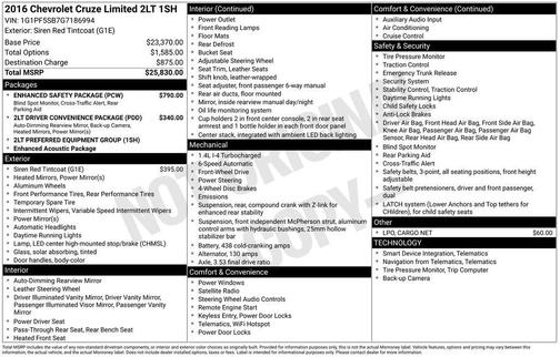2016 Chevrolet Cruze Limited 2LT