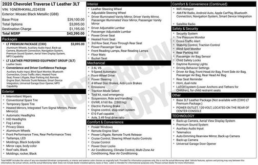 Black Metallic 2020 Chevrolet Traverse LT Leather