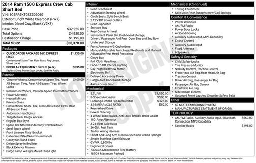 2014 RAM 1500 Tradesman/Express