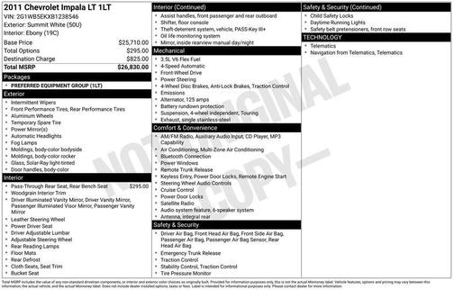Summit White 2011 Chevrolet Impala LT