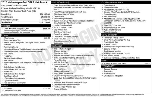 2016 Volkswagen Golf GTI 2.0T S 4-Door
