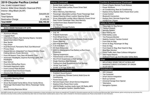 2019 Chrysler Pacifica Limited