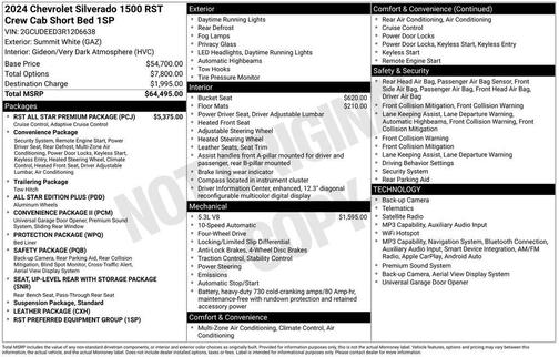 Summit White 2024 Chevrolet Silverado 1500 RST