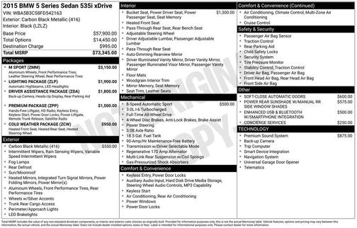 Carbon Black Metallic 2015 BMW 535 xDrive