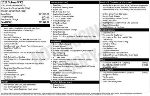 2022 Subaru WRX Base