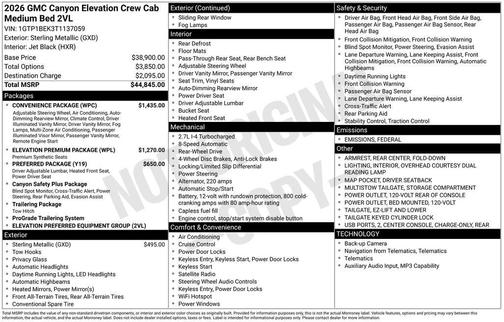 2026 GMC Canyon Elevation