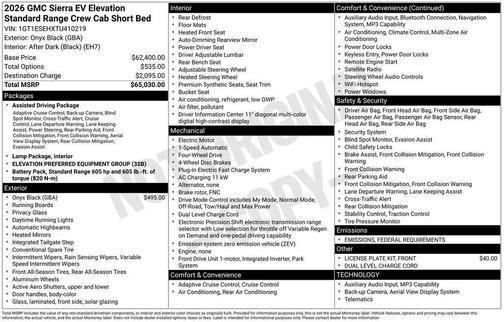 2026 GMC Sierra EV Standard Range Elevation