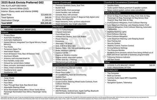 Summit White 2025 Buick Envista Preferred FWD