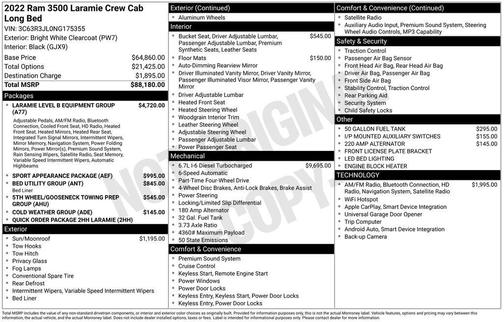 2022 RAM 3500 Laramie Crew Cab 4x4 8' Box