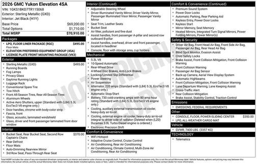 2026 GMC Yukon 2WD Elevation