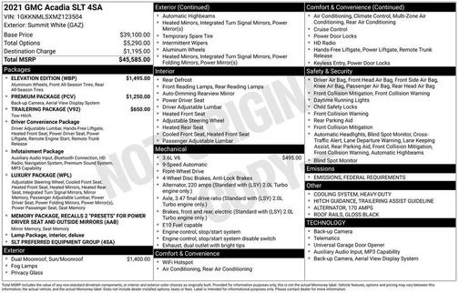 2021 GMC Acadia FWD SLT