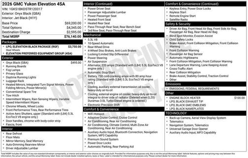2026 GMC Yukon 2WD Elevation
