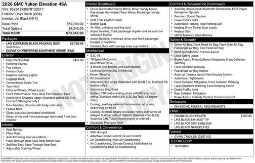 2026 GMC Yukon 2WD Elevation