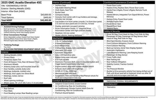 2025 GMC Acadia FWD Elevation
