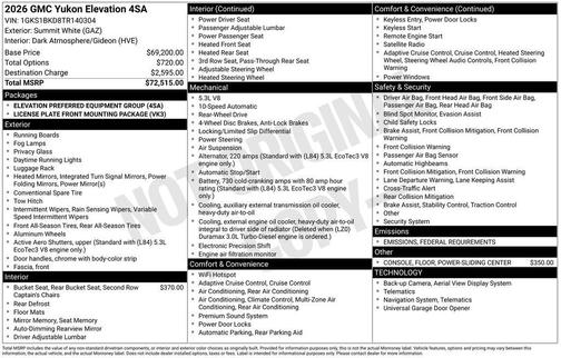 2026 GMC Yukon 2WD Elevation