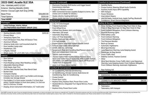 2023 GMC Acadia FWD SLE