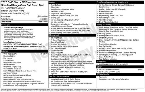 2026 GMC Sierra EV Standard Range Elevation