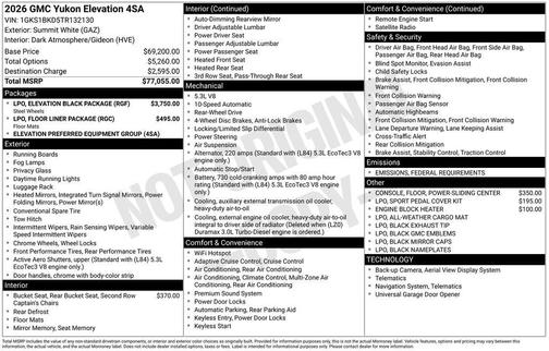 2026 GMC Yukon 2WD Elevation