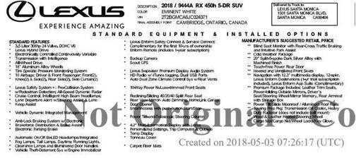 2018 Lexus RX 450h Base