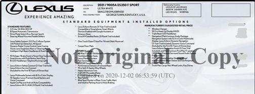 2021 Lexus ES 350 F Sport