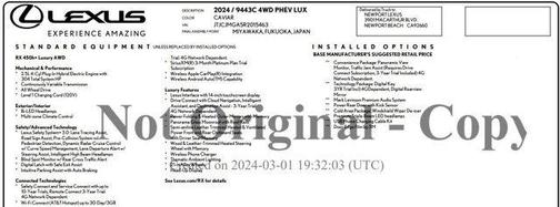 2024 Lexus RX 450h+ Base