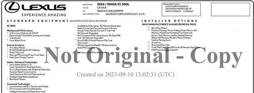 2024 Lexus ES 300h Base