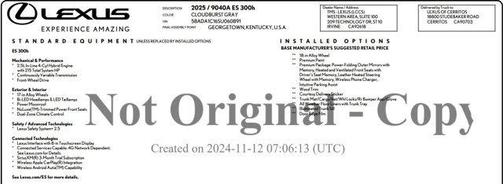 2025 Lexus ES 300h Base