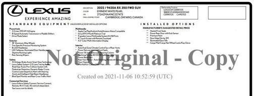2022 Lexus RX 350 Base