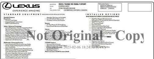 2023 Lexus RX 500h F SPORT Performance