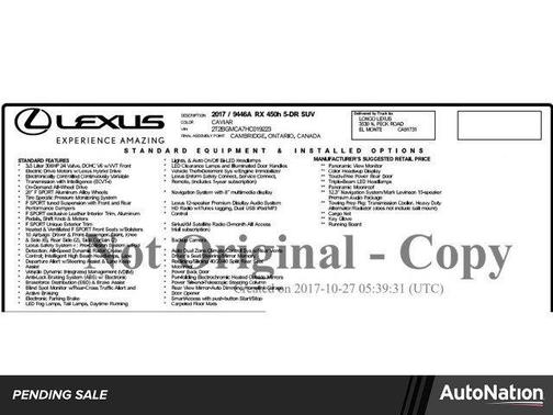 2017 Lexus RX 450h Base