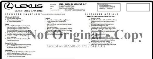 2022 Lexus RX 350L Base