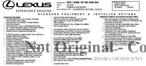2019 Lexus RX 350 F Sport