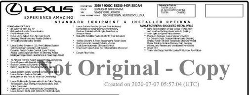 2020 Lexus ES 350 Base
