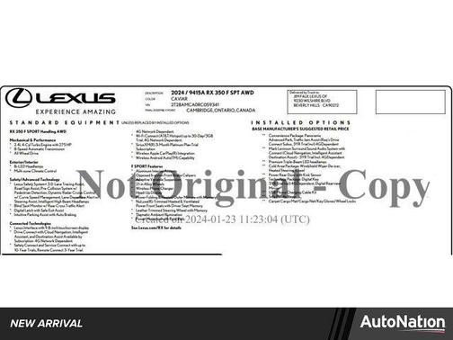 2024 Lexus RX 350 F SPORT Handling
